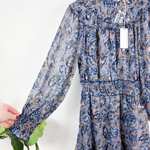 NWT BTFL-Life Blue Paisley Floral Ruffle Mini Dress Sz M - Picture 6 of 7